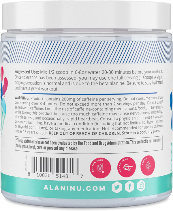 Pre Workout Powder | Amino Energy Boost | Endurance Supplement | Sugar Free | 200mg Caffeine | L-Theanine, Beta-Alanine, Citrulline | 30 Servings - Image 3